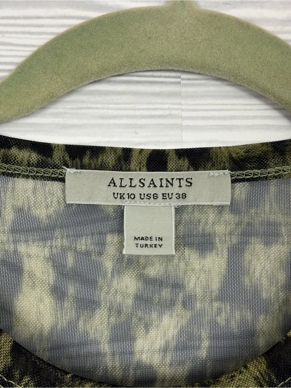 All Saints Ellie Mesh Short sleeve t-shirt NWT khaki green - Picture 3 of 8